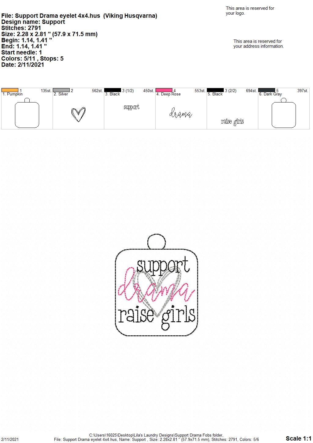 Support Drama Fobs - DIGITAL Embroidery DESIGN