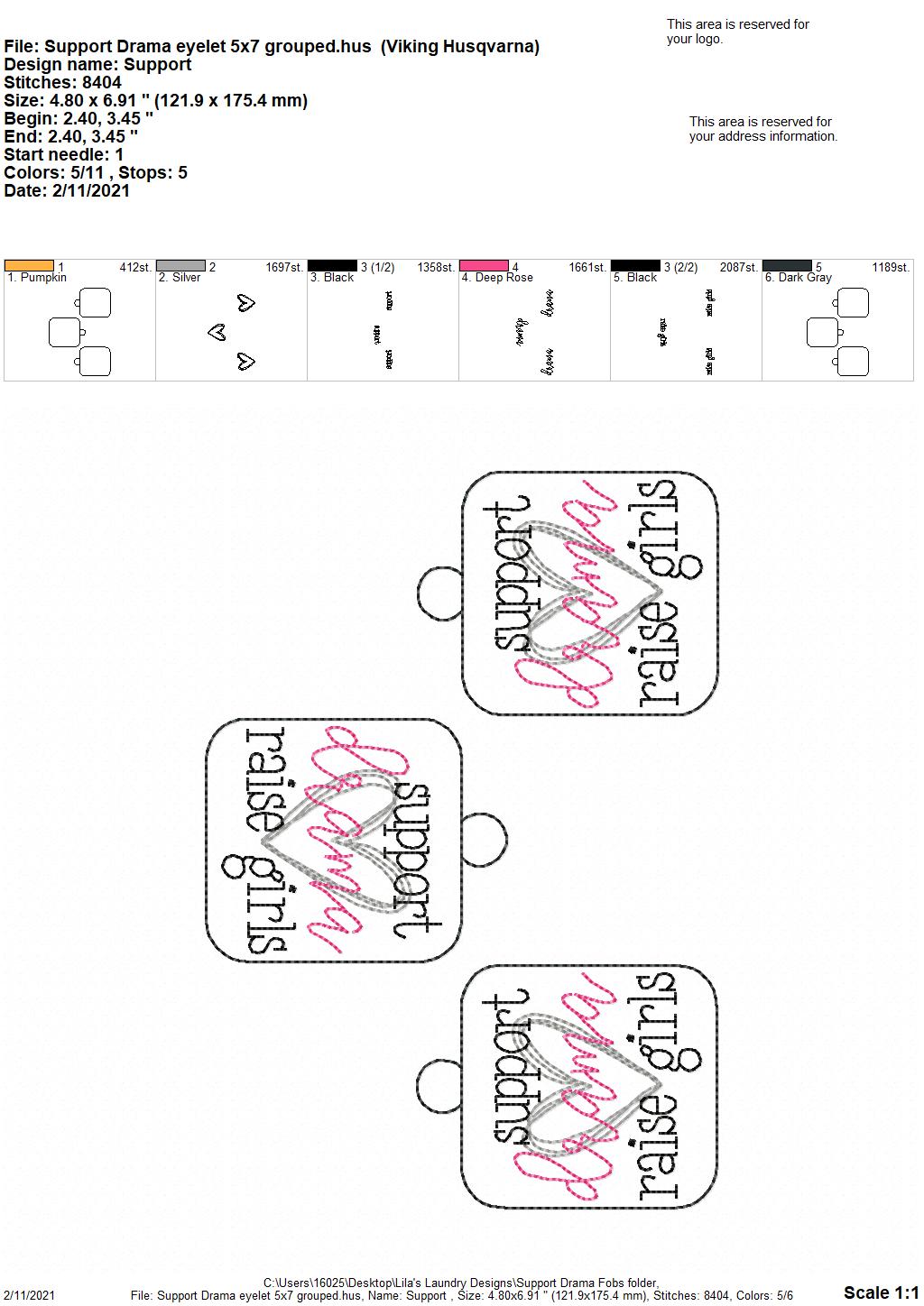Support Drama Fobs - DIGITAL Embroidery DESIGN