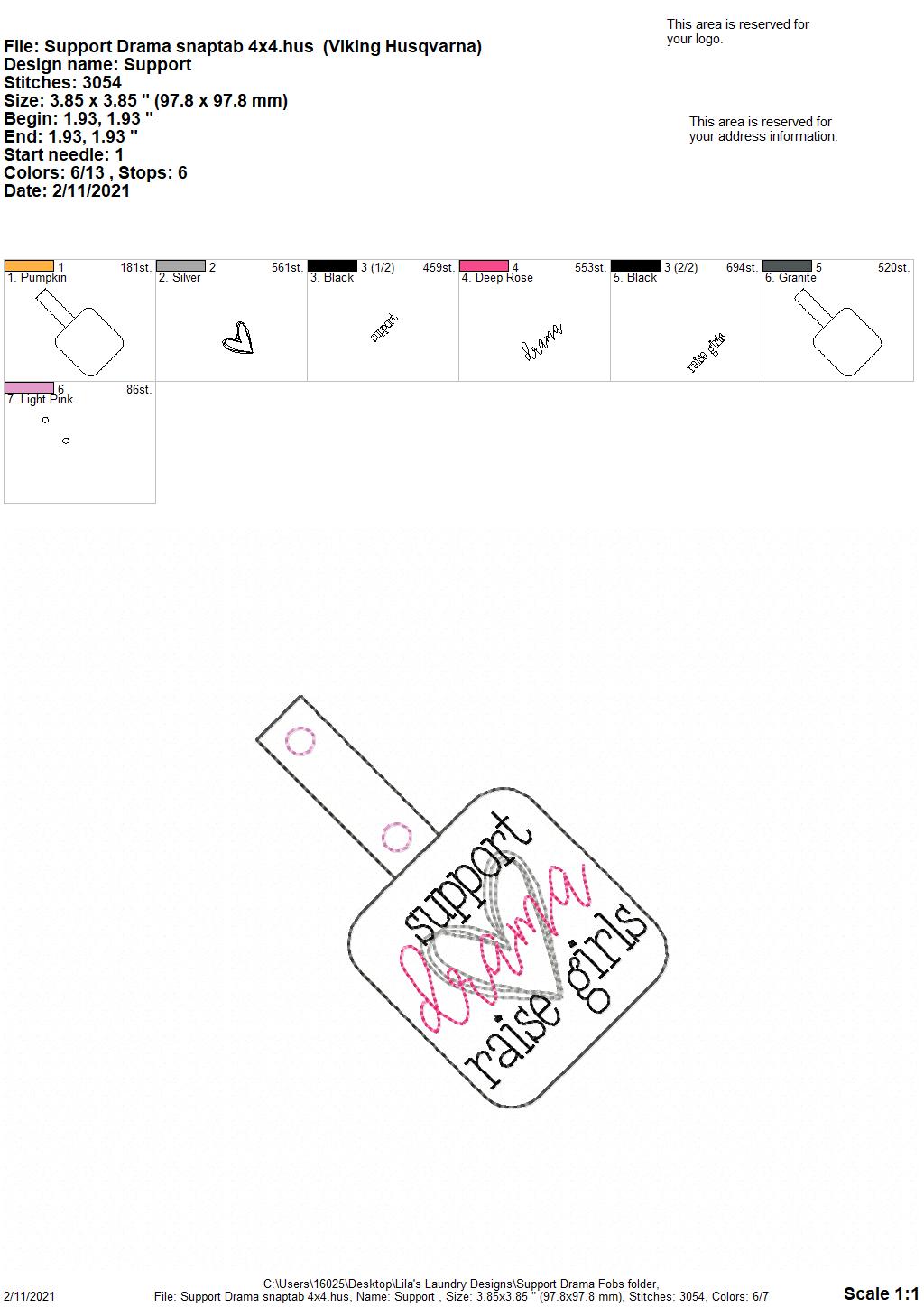 Support Drama Fobs - DIGITAL Embroidery DESIGN