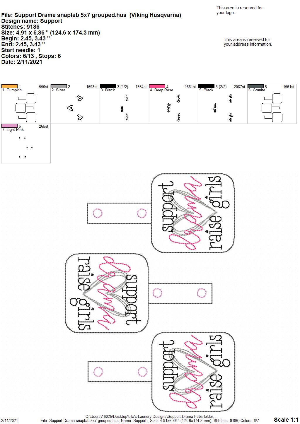 Support Drama Fobs - DIGITAL Embroidery DESIGN