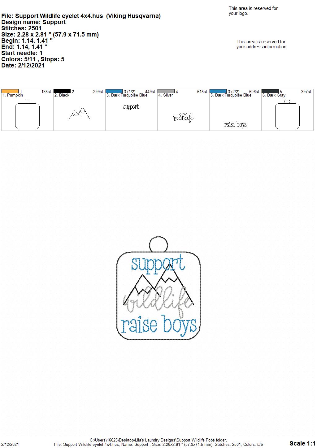 Support Wildlife Fobs - DIGITAL Embroidery DESIGN
