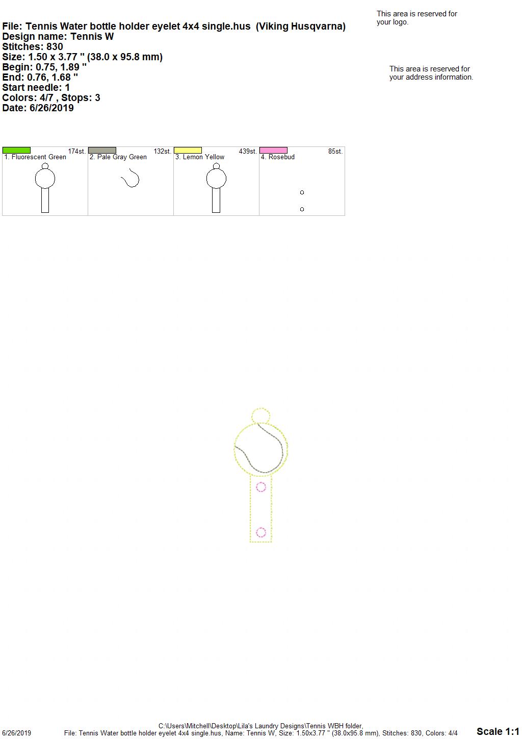 Tennis Water Bottle Holders - DIGITAL Embroidery DESIGN