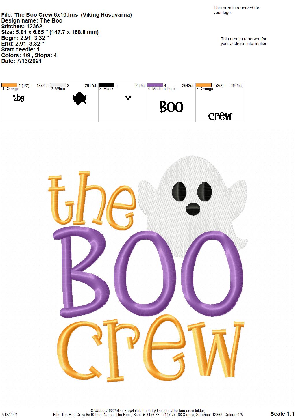 The Boo Crew - 3 sizes- Digital Embroidery Design