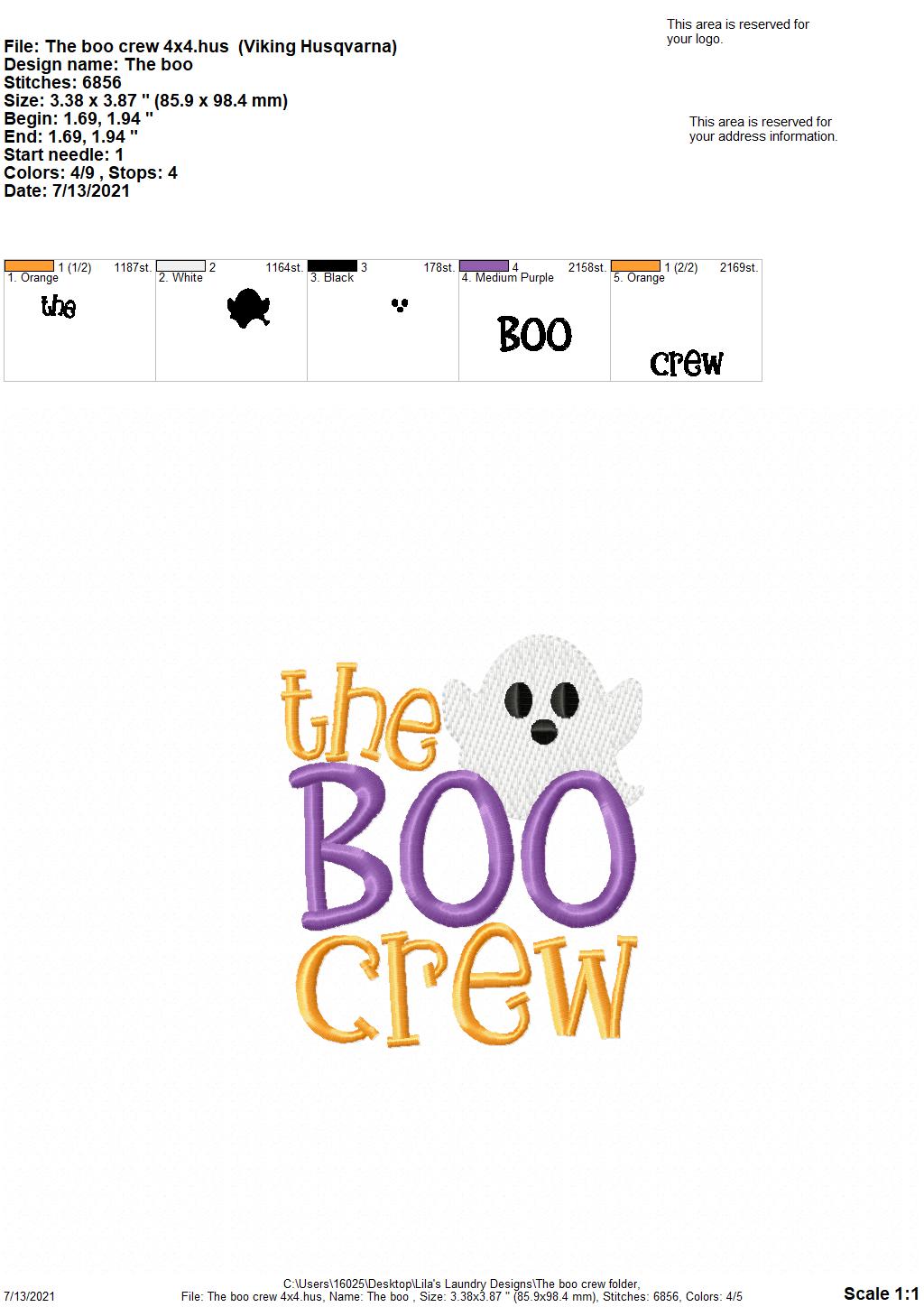 The Boo Crew - 3 sizes- Digital Embroidery Design