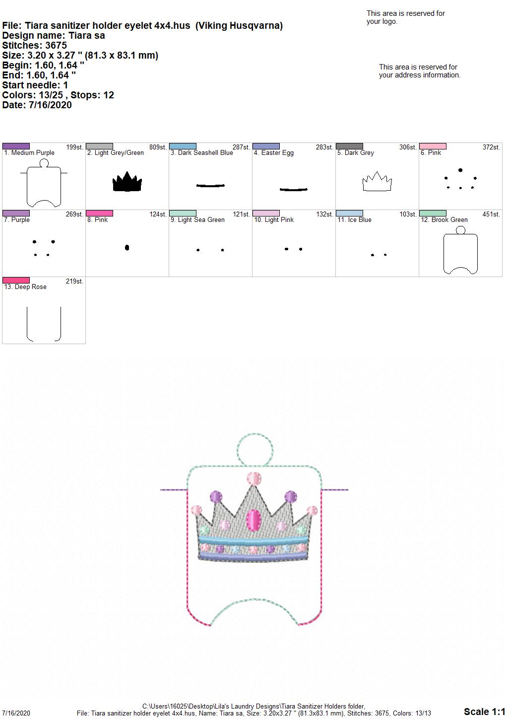 Tiara Sanitizer Holders - DIGITAL Embroidery DESIGN