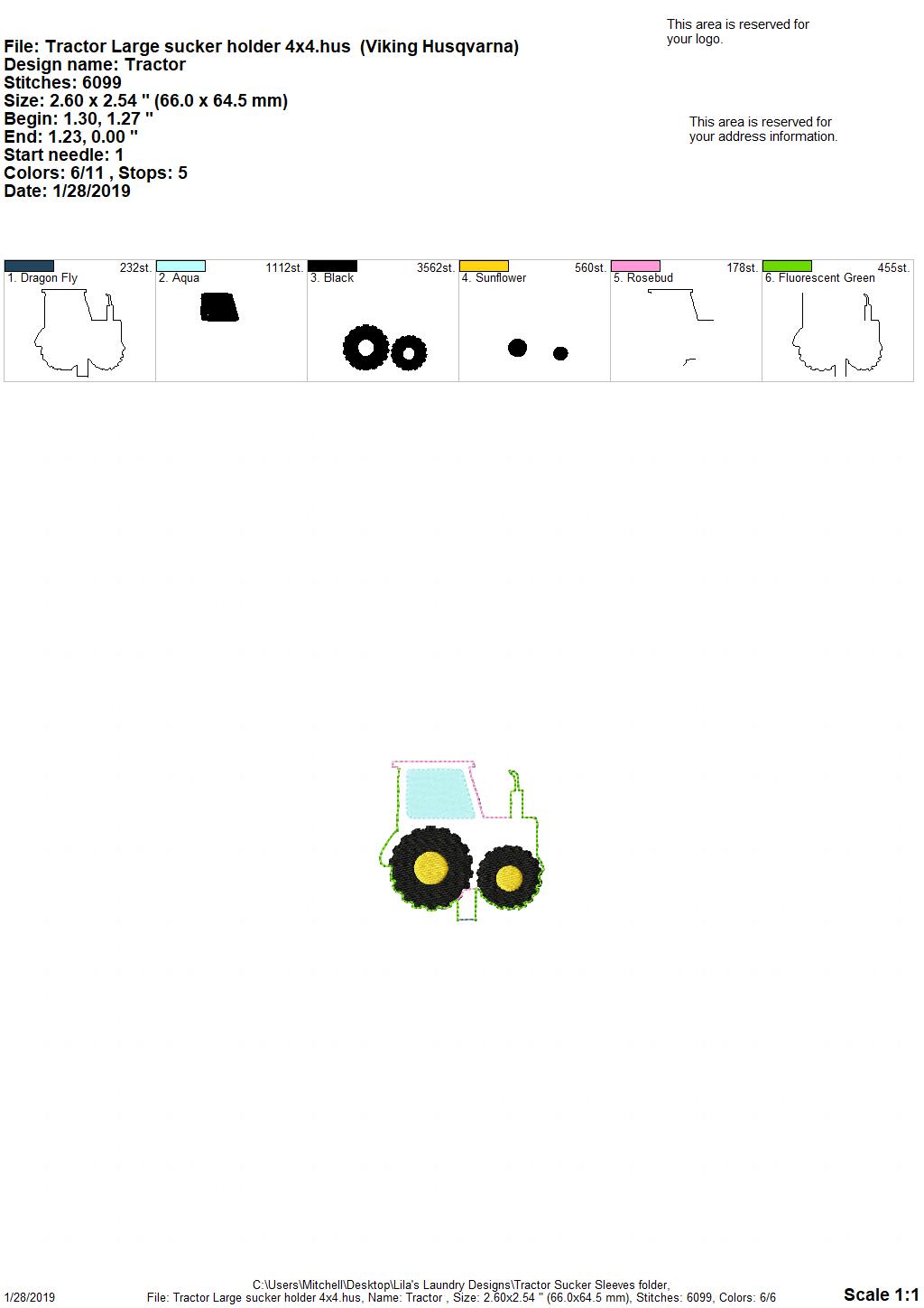 Tractor Sucker Sleeves - Embroidery Design - DIGITAL Embroidery DESIGN