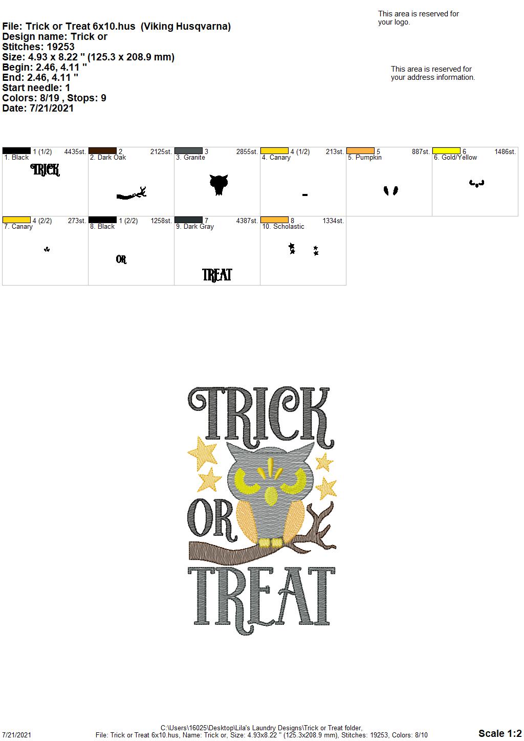 Trick or Treat - 3 sizes- Digital Embroidery Design