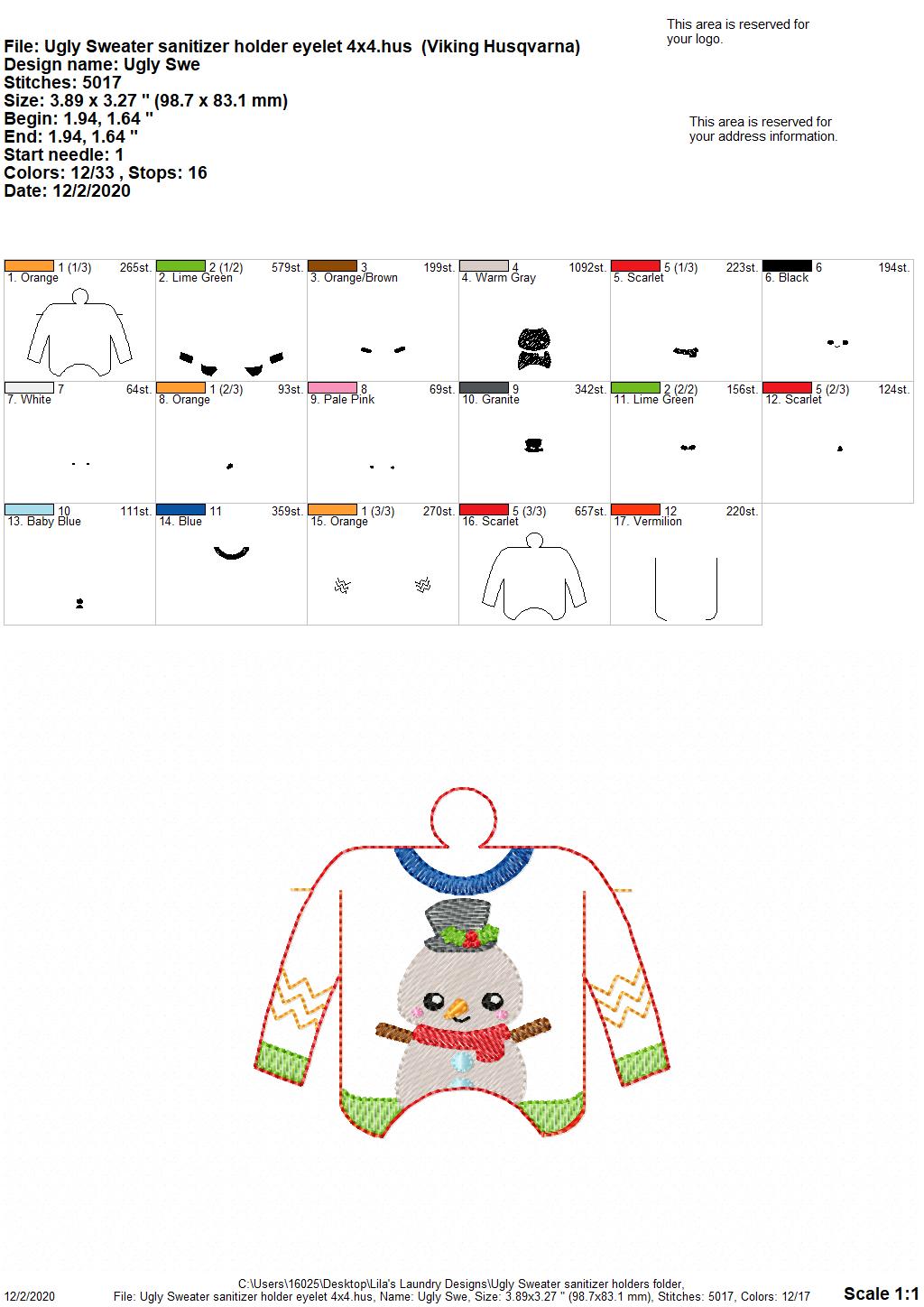 Ugly Sweater Sanitizer Holders - DIGITAL Embroidery DESIGN