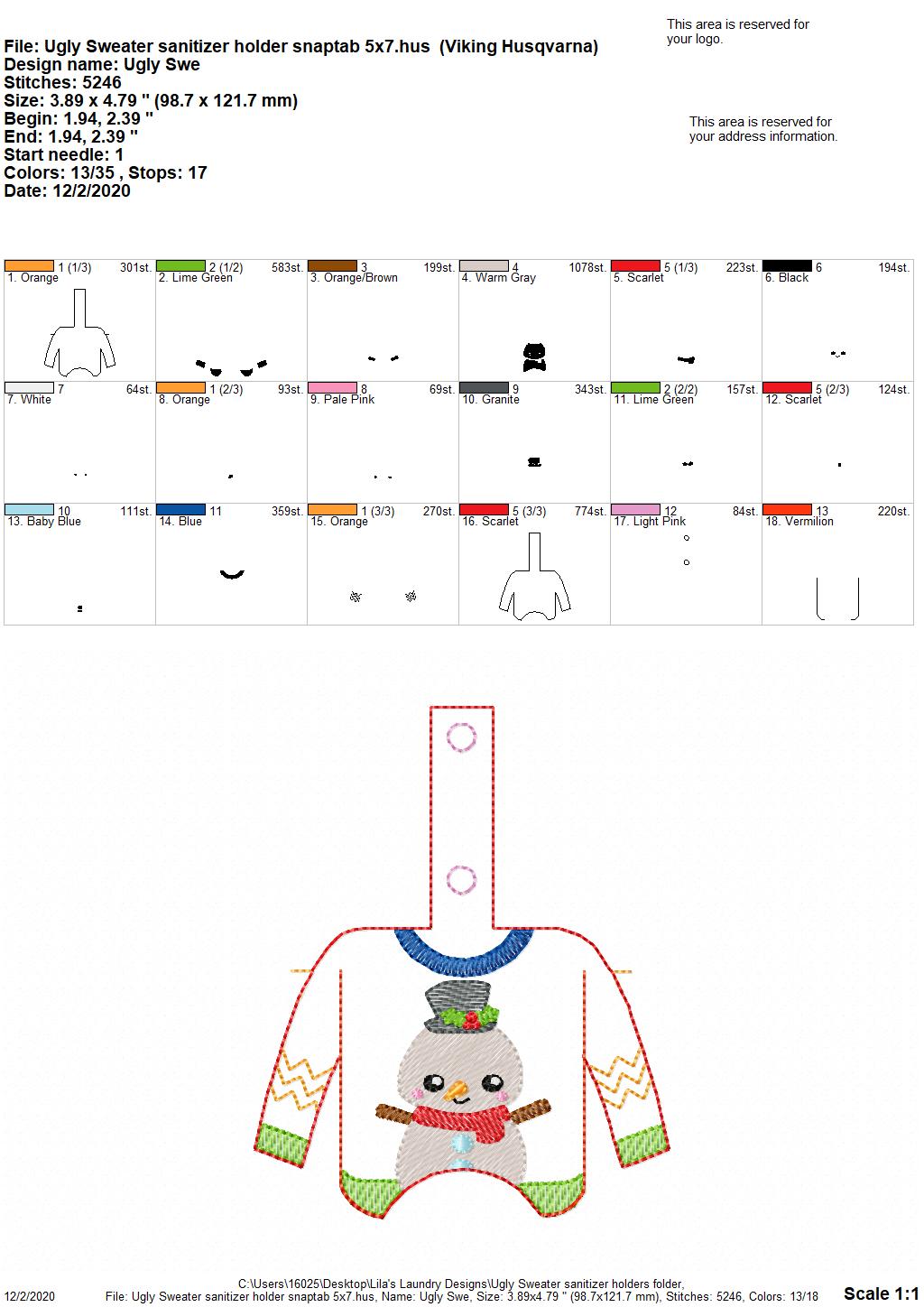 Ugly Sweater Sanitizer Holders - DIGITAL Embroidery DESIGN