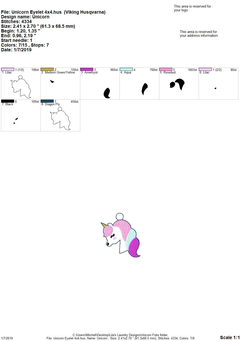 Unicorn Fobs - Embroidery Design - DIGITAL Embroidery DESIGN