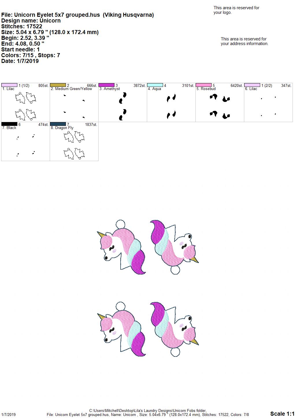Unicorn Fobs - Embroidery Design - DIGITAL Embroidery DESIGN