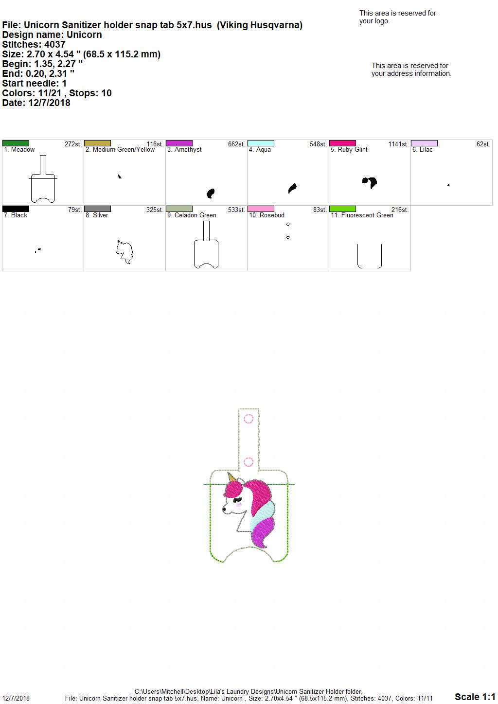 Unicorn Sanitizer Holders - Embroidery Design - DIGITAL Embroidery DESIGN