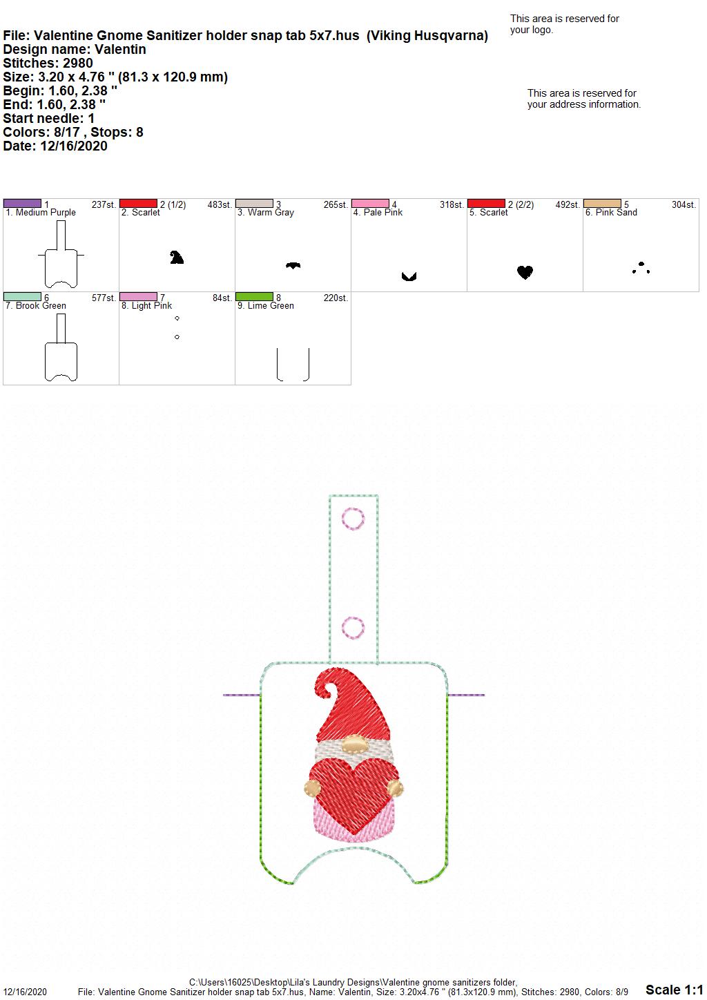 Valentine Gnome Sanitizer Holders - DIGITAL Embroidery DESIGN