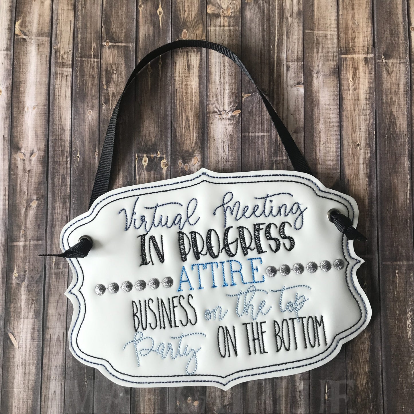Virtual Meeting Door Hanger - 3 sizes - Digital Embroidery Design