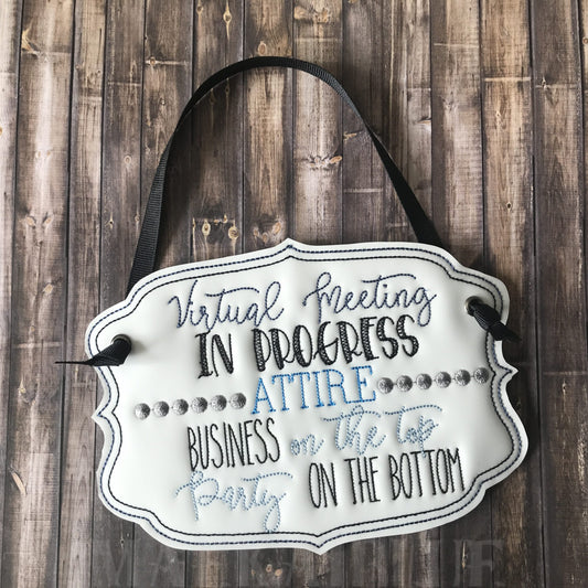 Virtual Meeting Door Hanger - 3 sizes - Digital Embroidery Design
