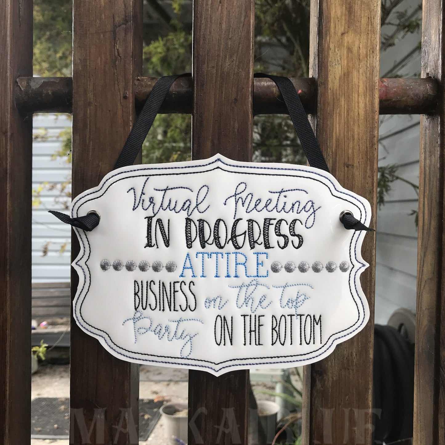 Virtual Meeting Door Hanger - 3 sizes - Digital Embroidery Design