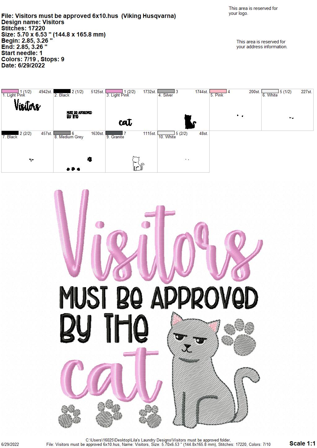Visitors Must Be Approved - 3 sizes- Digital Embroidery Design