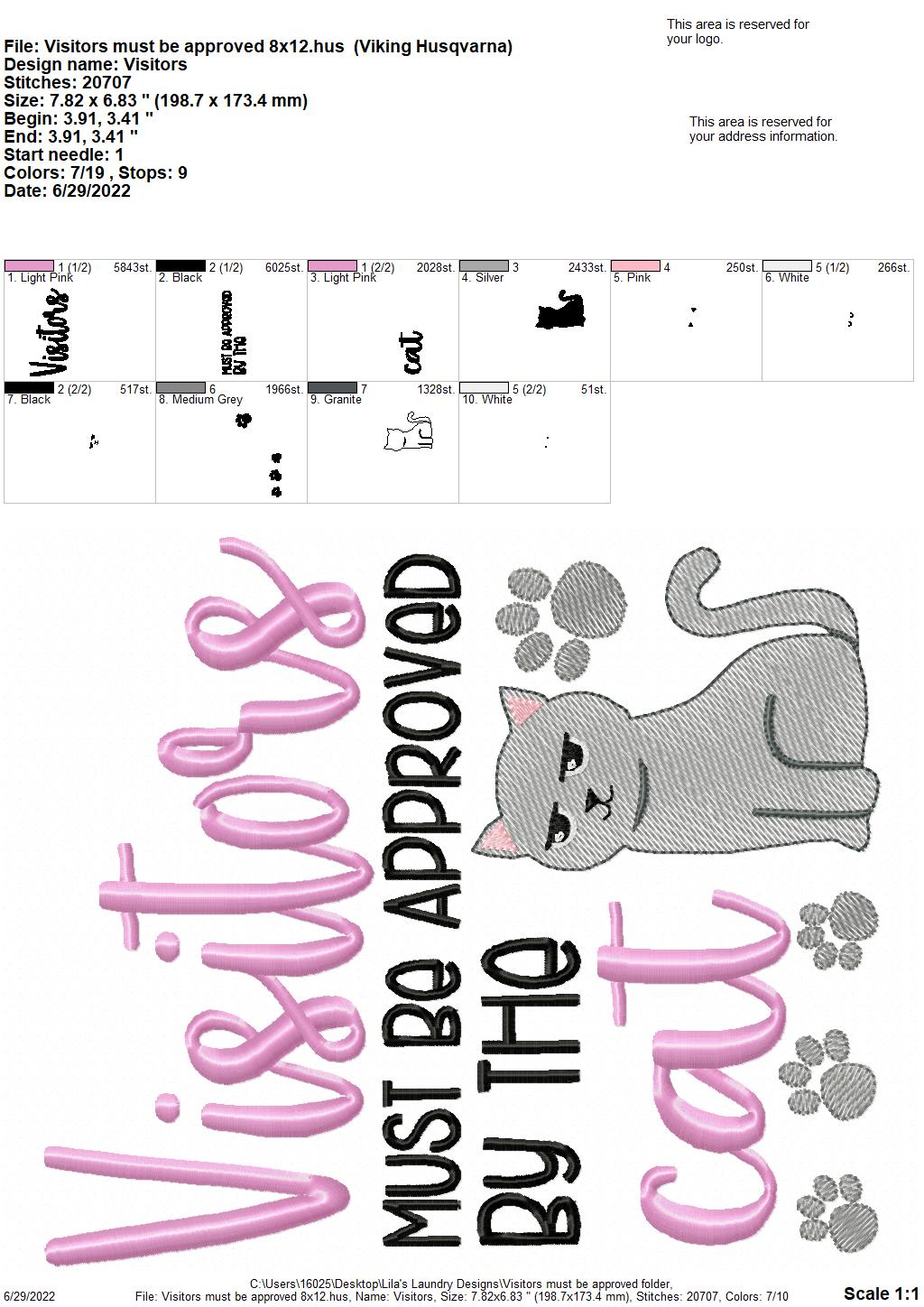 Visitors Must Be Approved - 3 sizes- Digital Embroidery Design