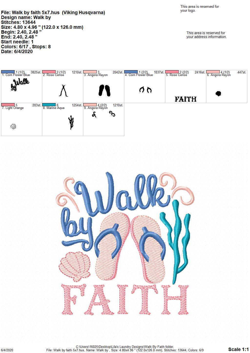 Walk By Faith - 4 Sizes - Digital Embroidery Design