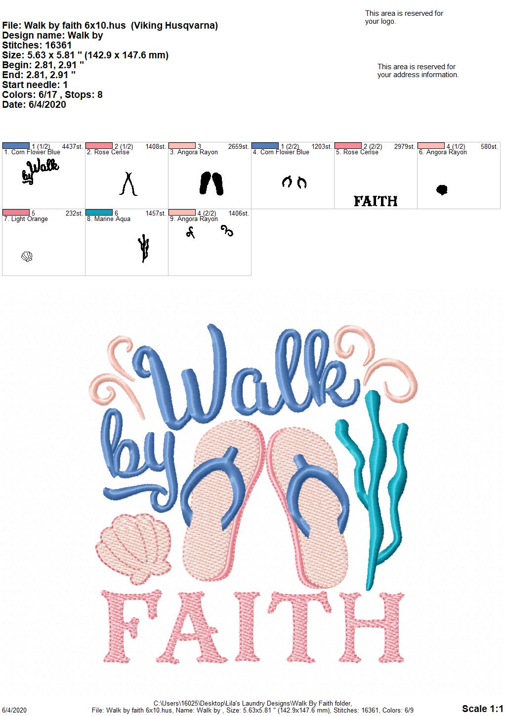 Walk By Faith - 4 Sizes - Digital Embroidery Design