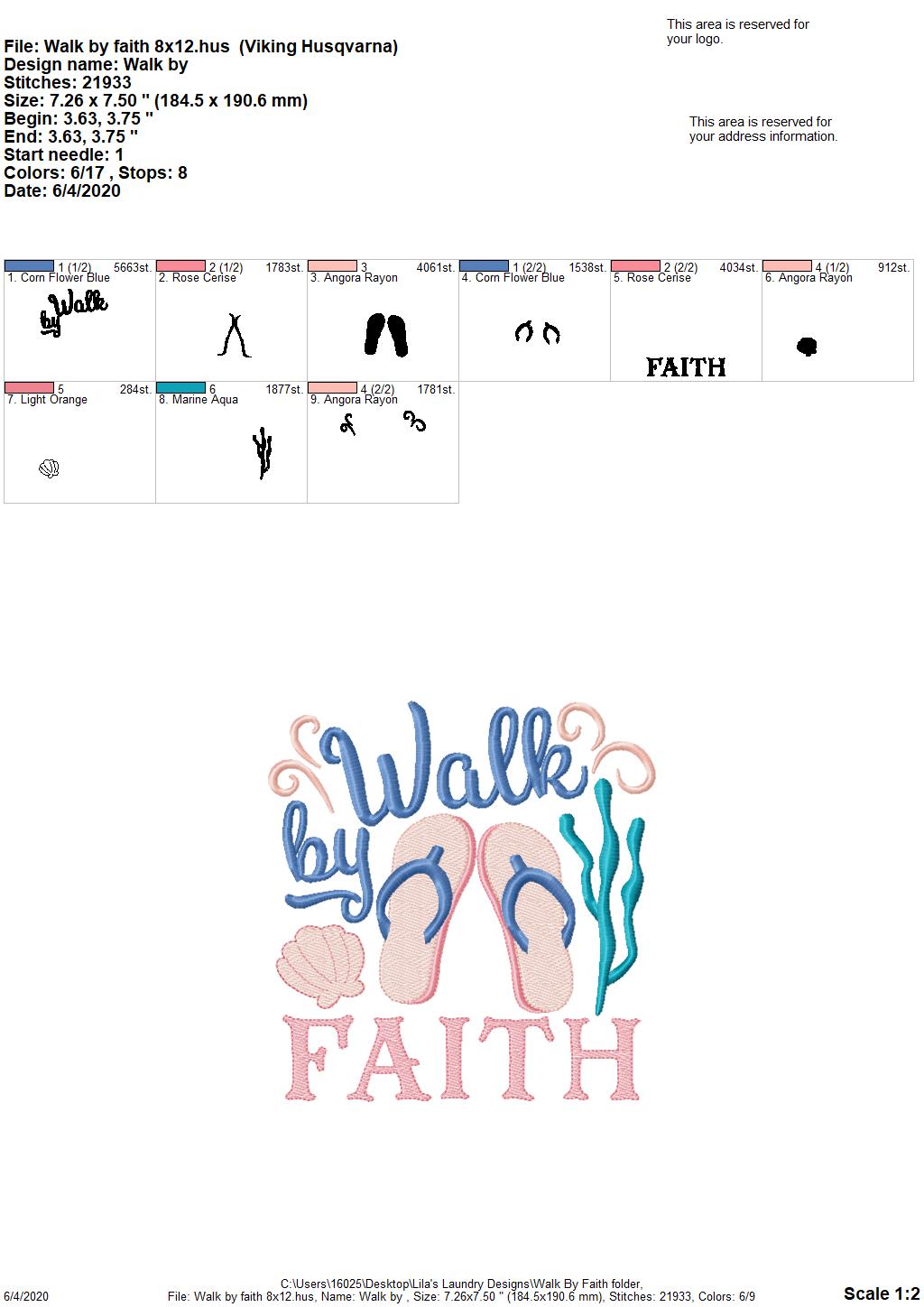 Walk By Faith - 4 Sizes - Digital Embroidery Design