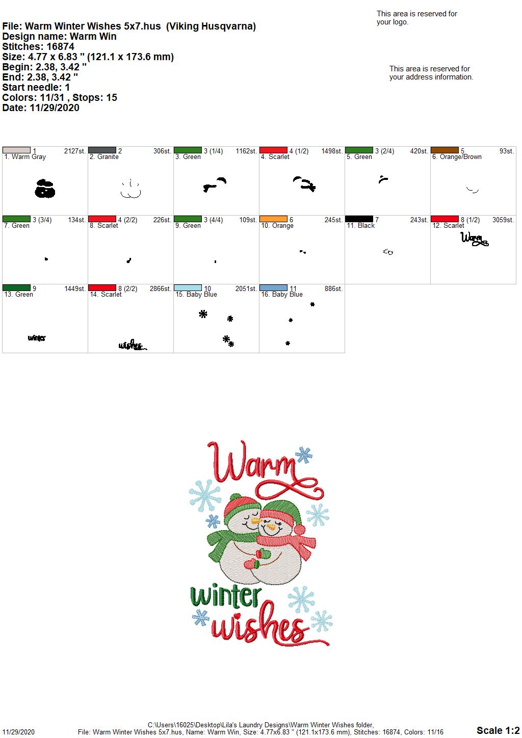 Warm Winter Wishes - 2 sizes - Digital Embroidery Design