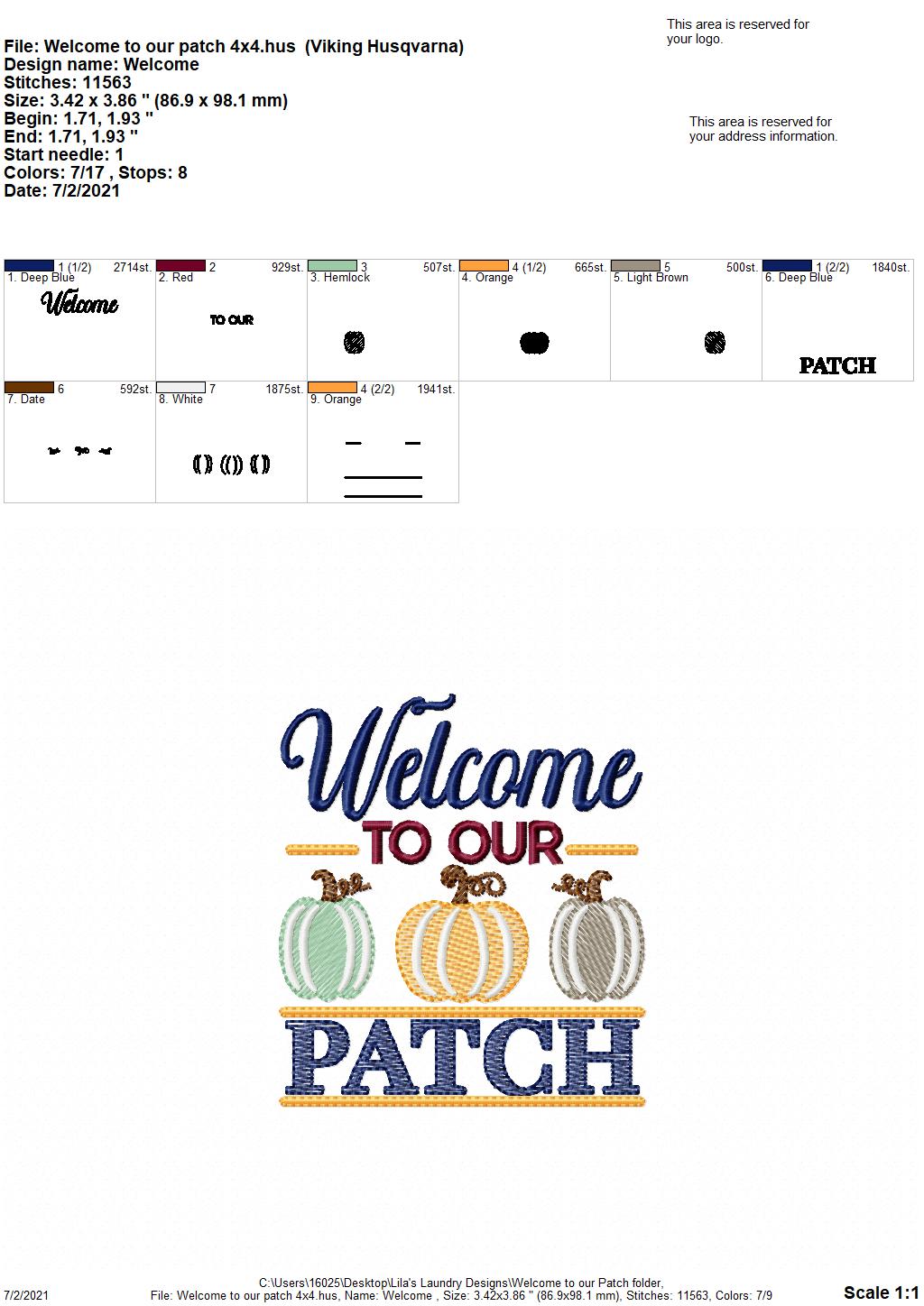 Welcome to our Patch - 4 sizes- Digital Embroidery Design