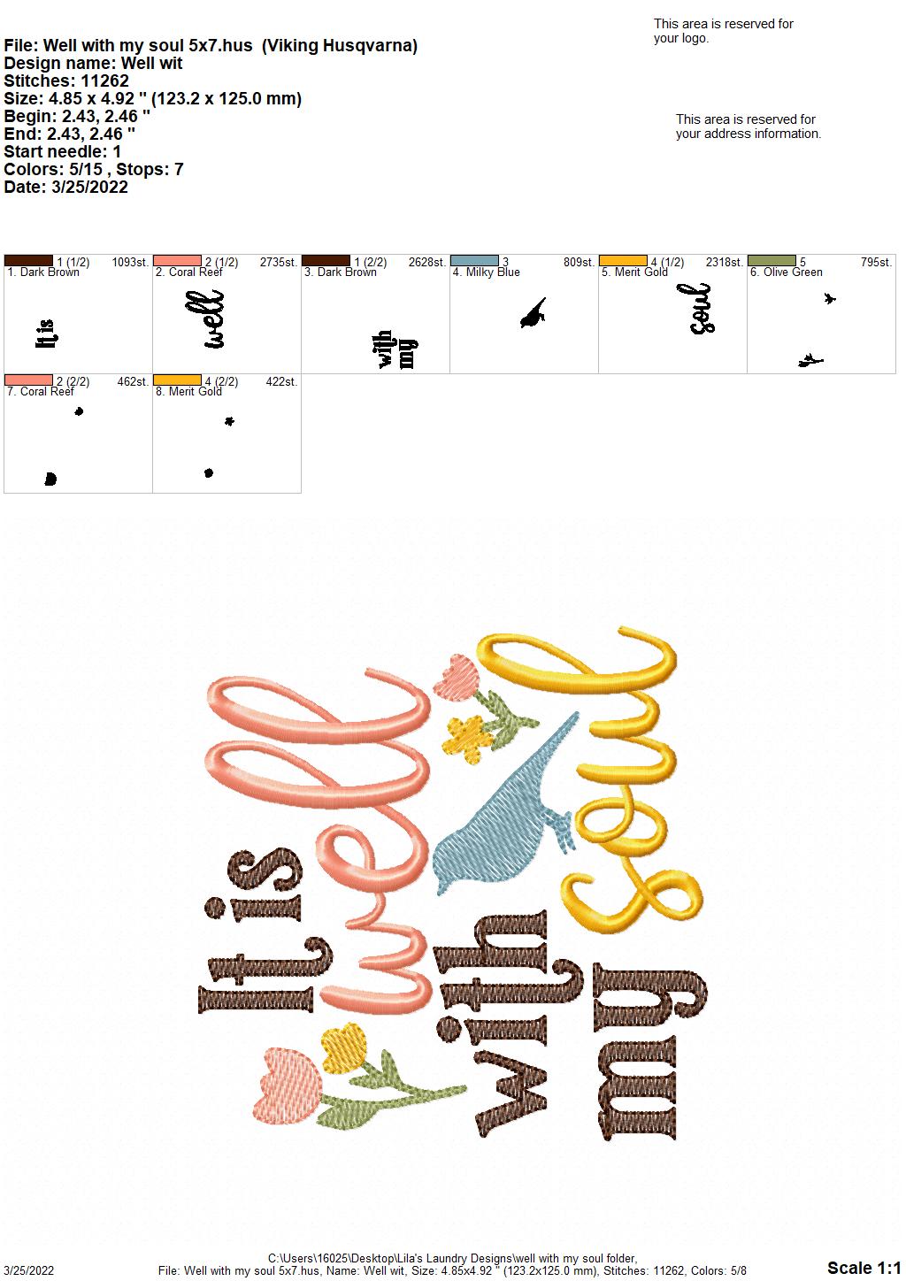 Well with my Soul - 3 sizes- Digital Embroidery Design