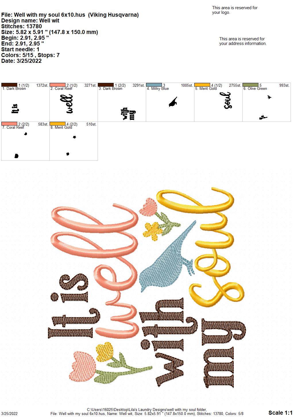 Well with my Soul - 3 sizes- Digital Embroidery Design