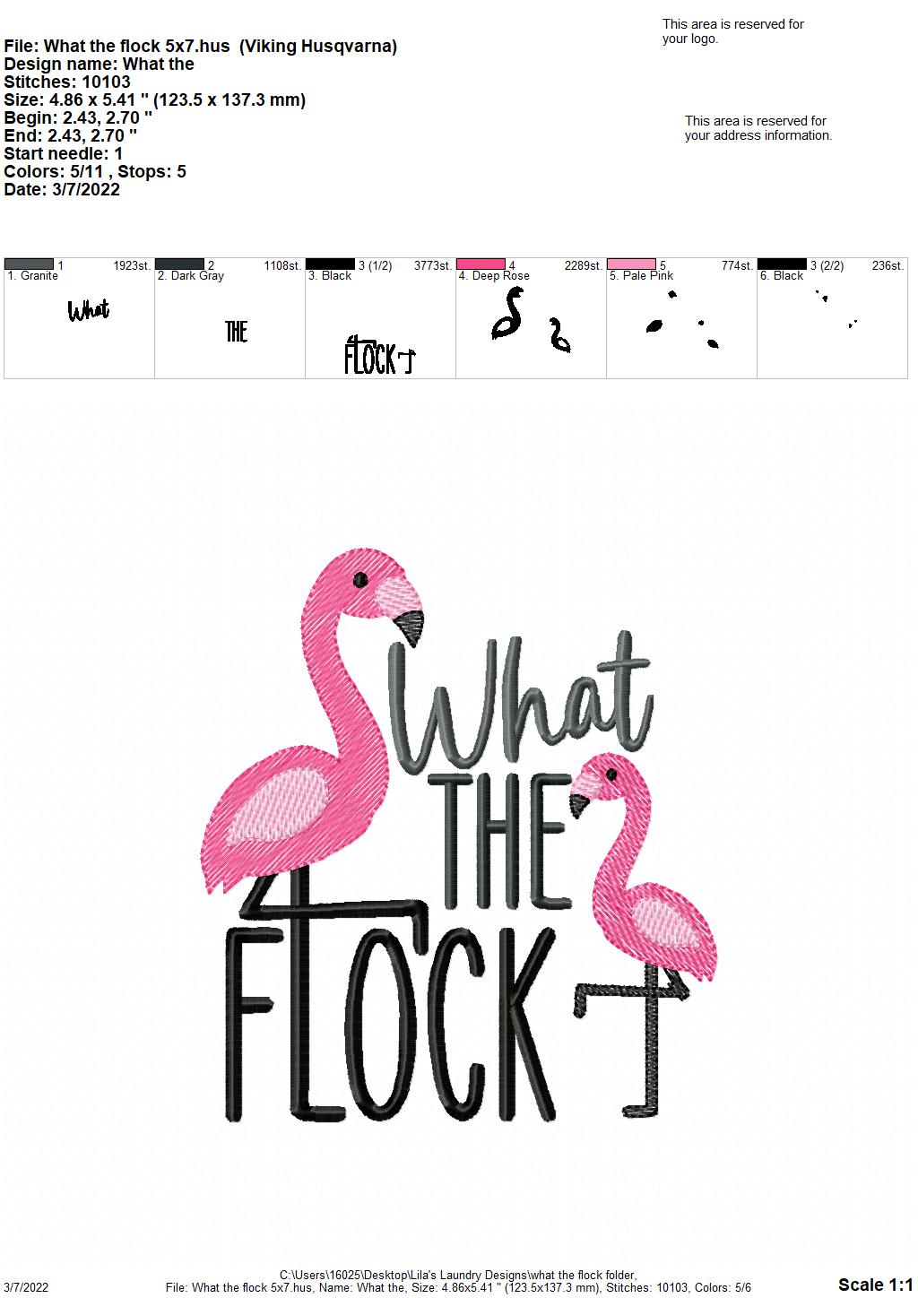 What the Flock - 4 sizes- Digital Embroidery Design