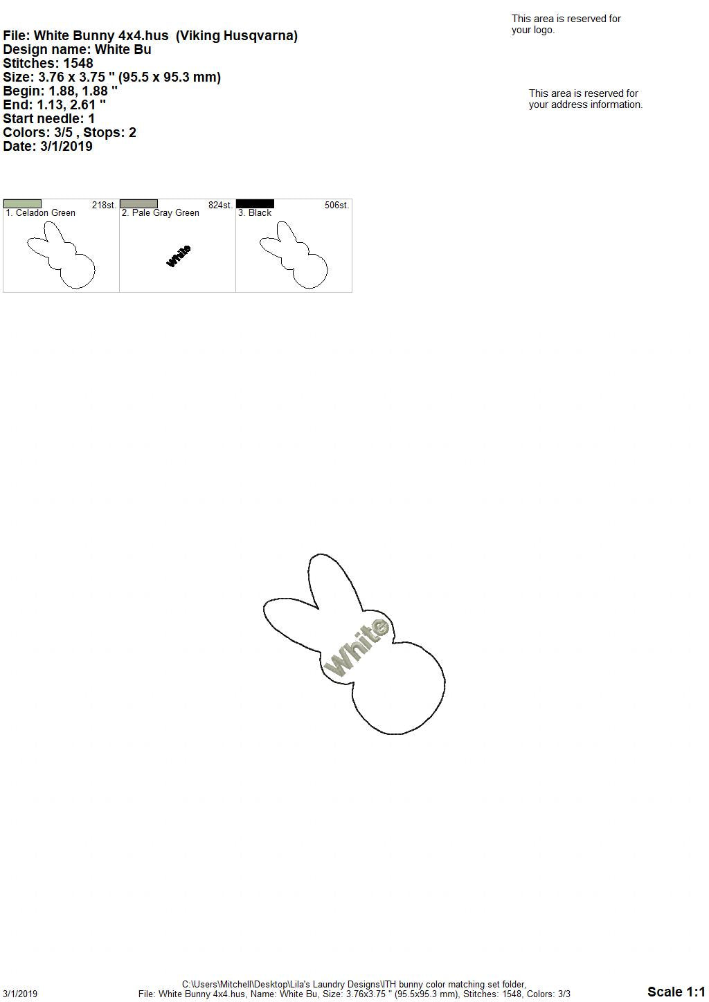 Bunny Color Matching Set with zipper bag - Digital Embroidery Design