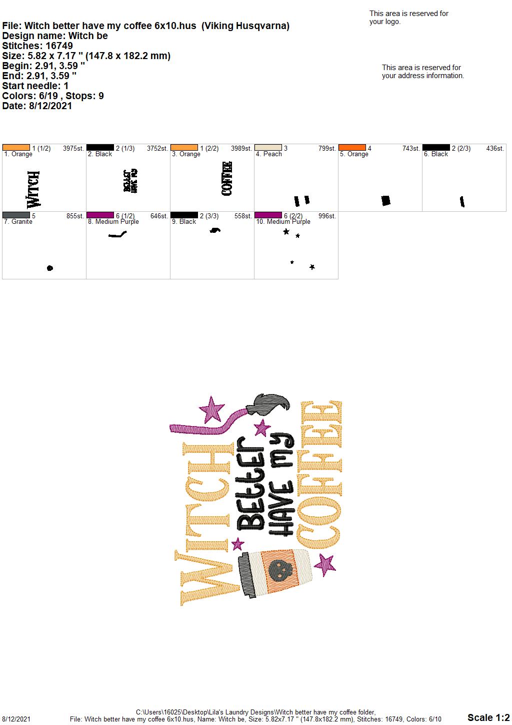 Witch Better Have My Coffee - 4 sizes- Digital Embroidery Design