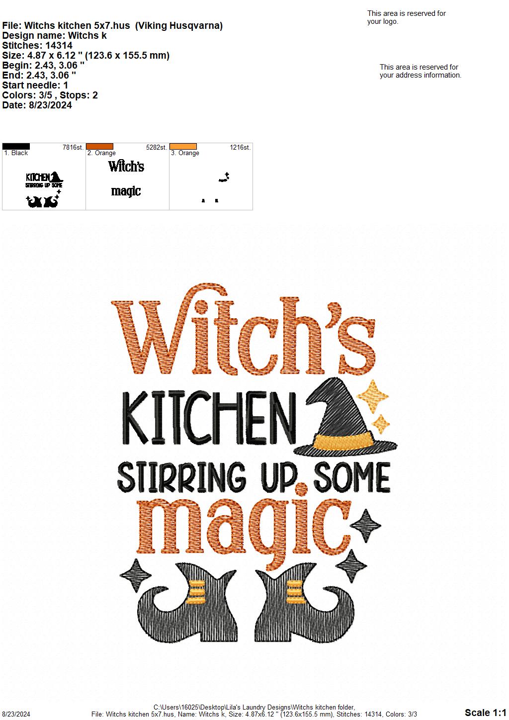 Witch's Kitchen - 3 Sizes - Digital Embroidery Design