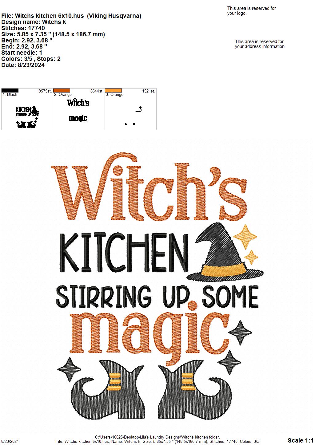 Witch's Kitchen - 3 Sizes - Digital Embroidery Design