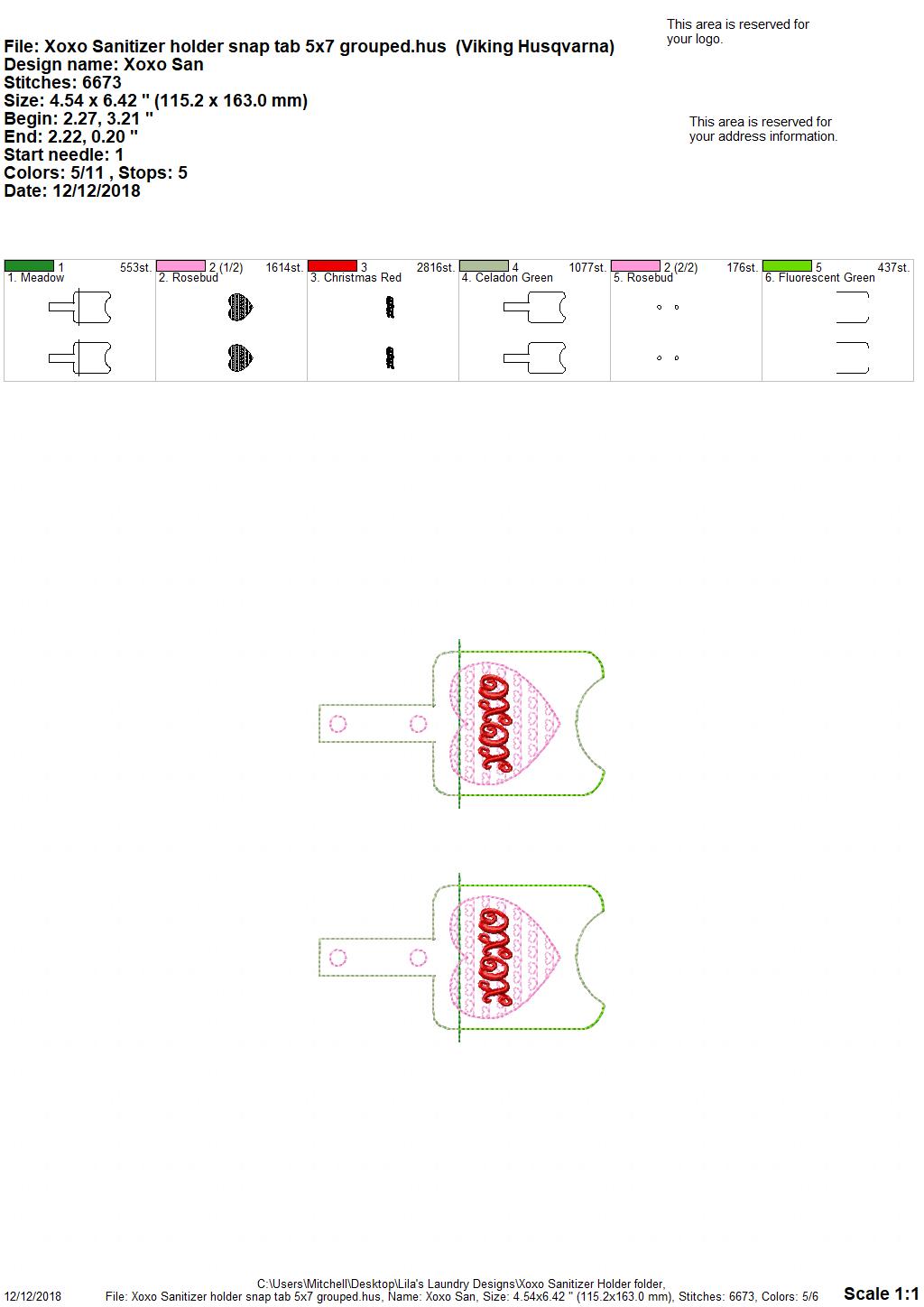 XOXO Heart Sanitizer Holders - Embroidery Design - DIGITAL Embroidery DESIGN