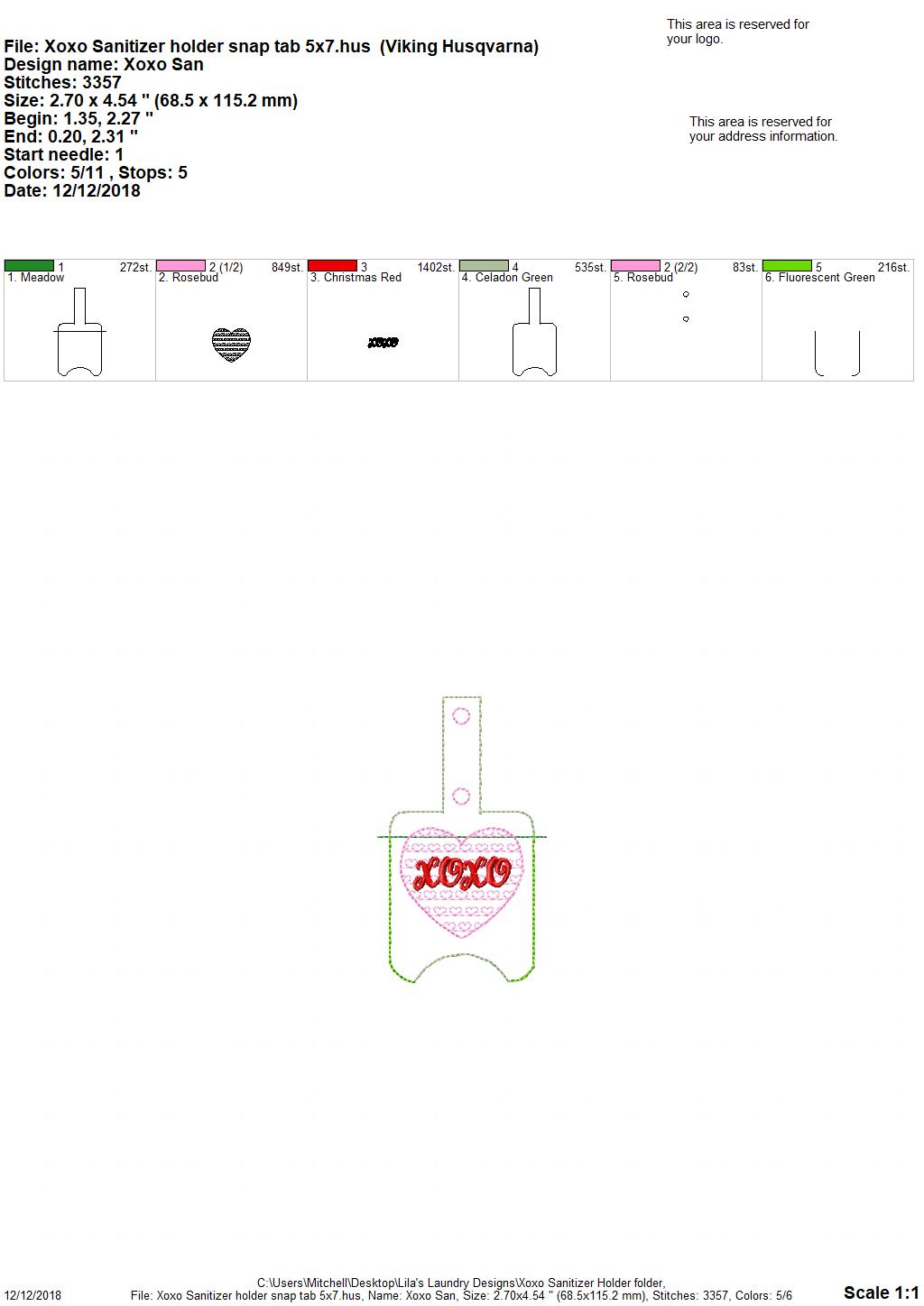 XOXO Heart Sanitizer Holders - Embroidery Design - DIGITAL Embroidery DESIGN