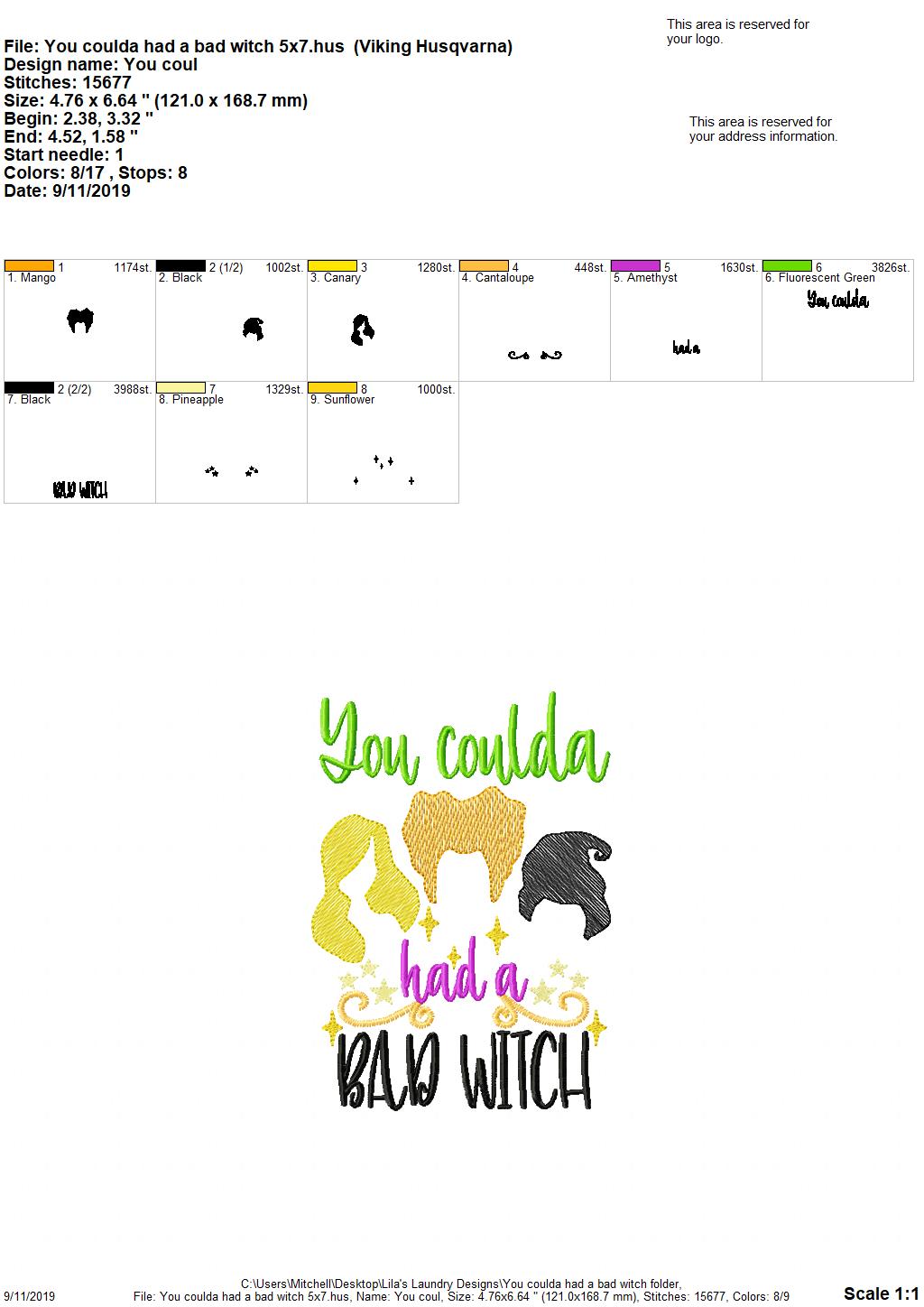 Coulda Had a Bad Witch 4x4 and 5x7