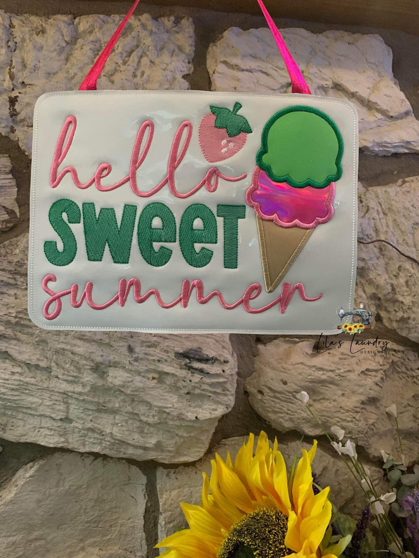 Hello Sweet Summer Door Sign - 3 Sizes - Digital Embroidery Design
