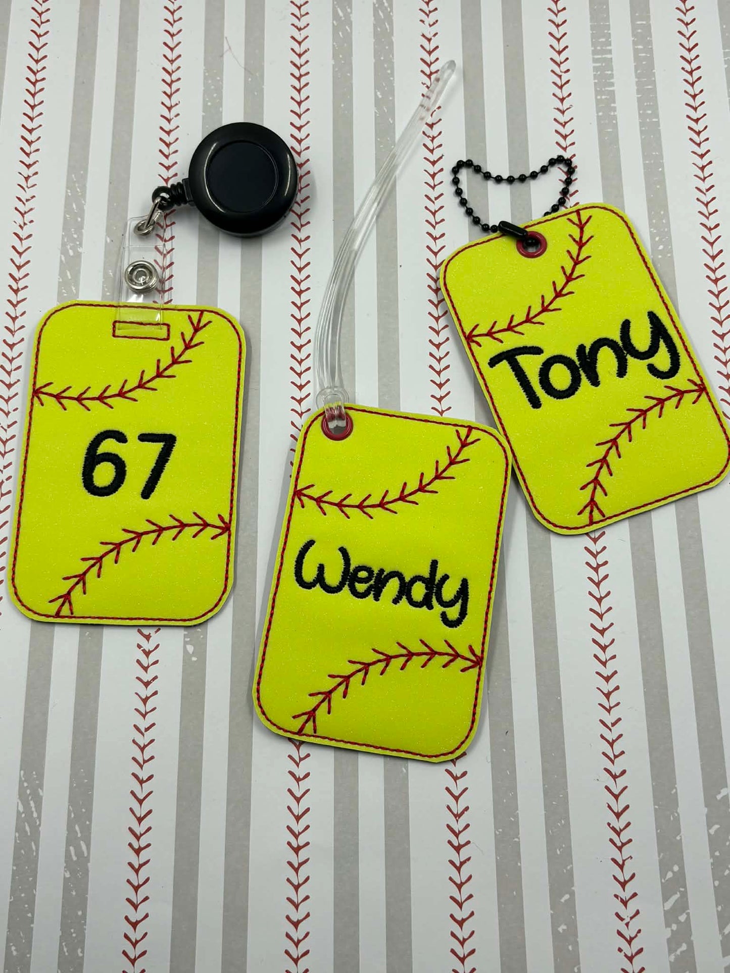 Baseball Softball Stitching Bag Tag – 3 Styles Included – Digital Embroidery Design