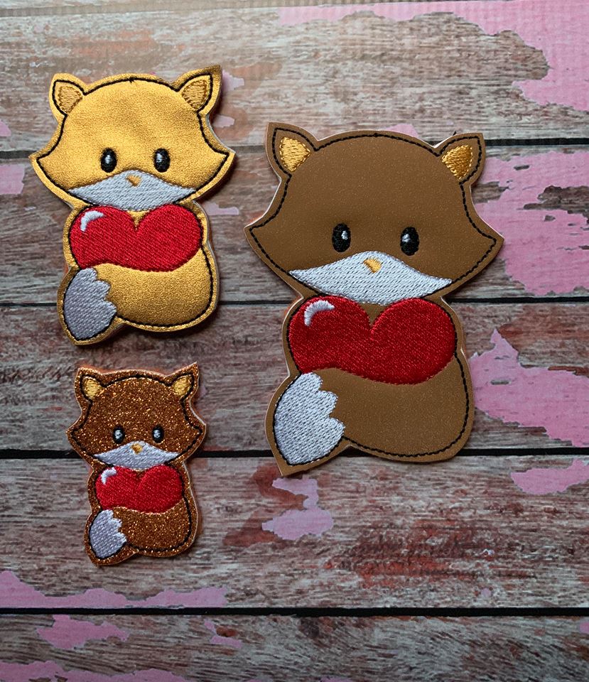 Valentine Boy Fox Felties - 3 sizes- Digital Embroidery Design