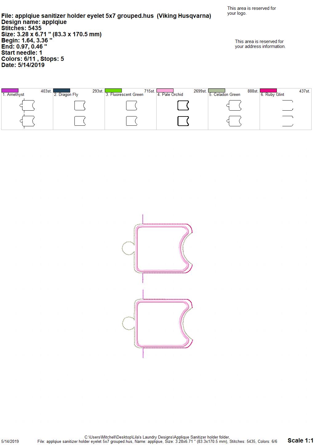 Applique Sanitizer Holder - DIGITAL Embroidery DESIGN