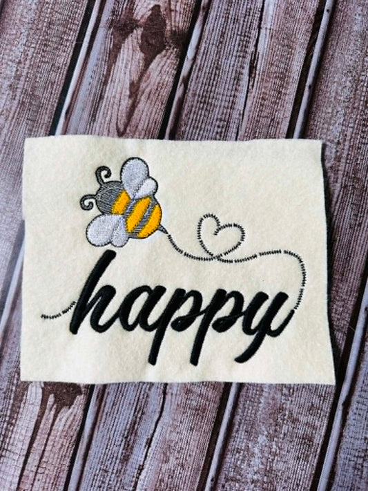 Sketch BEE Happy – 4 x 4, 5 x 7, 6 x 10 and 8 x 12 – DIGITAL Embroidery Design