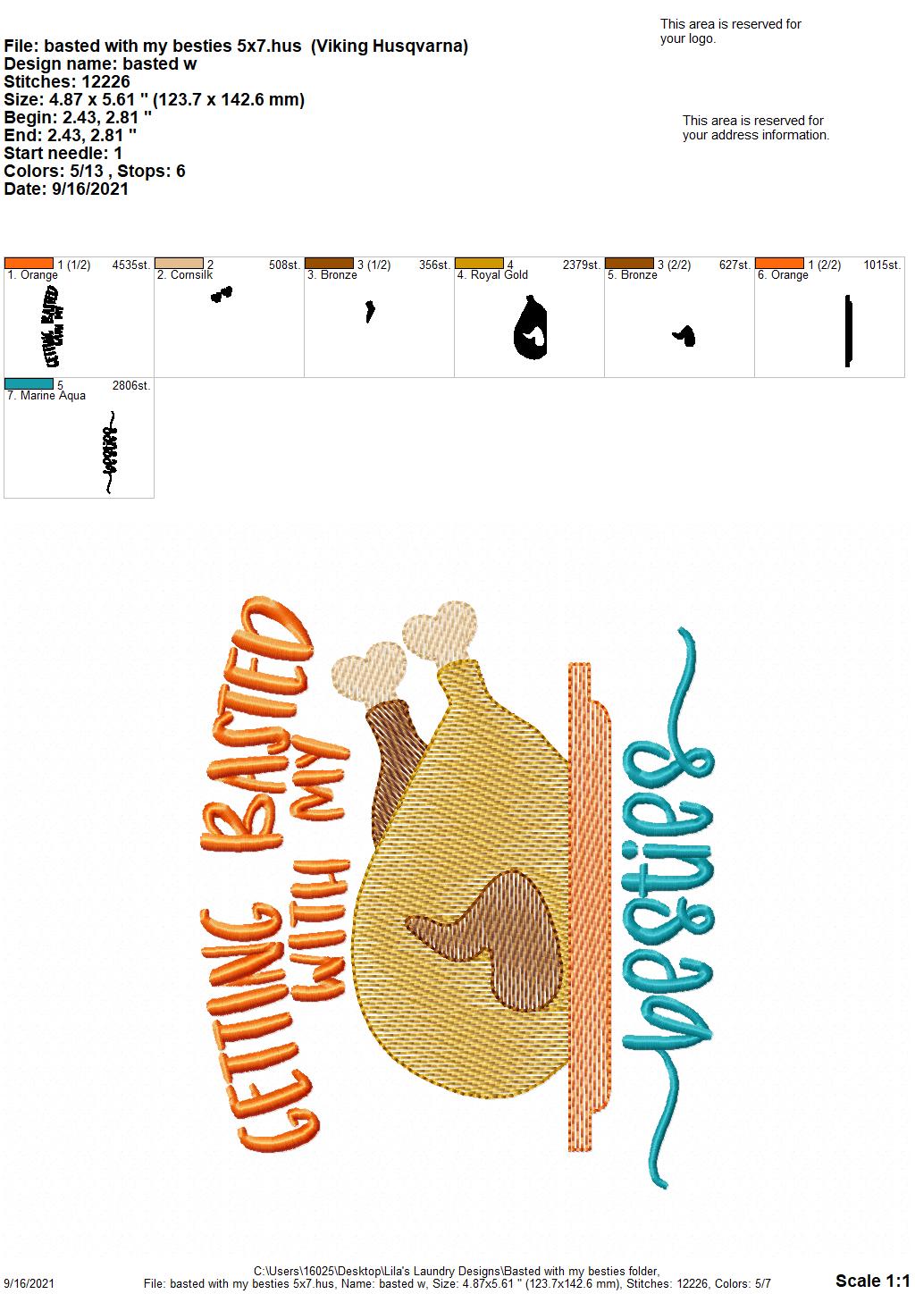 Basted With My Besties - 3 sizes- Digital Embroidery Design