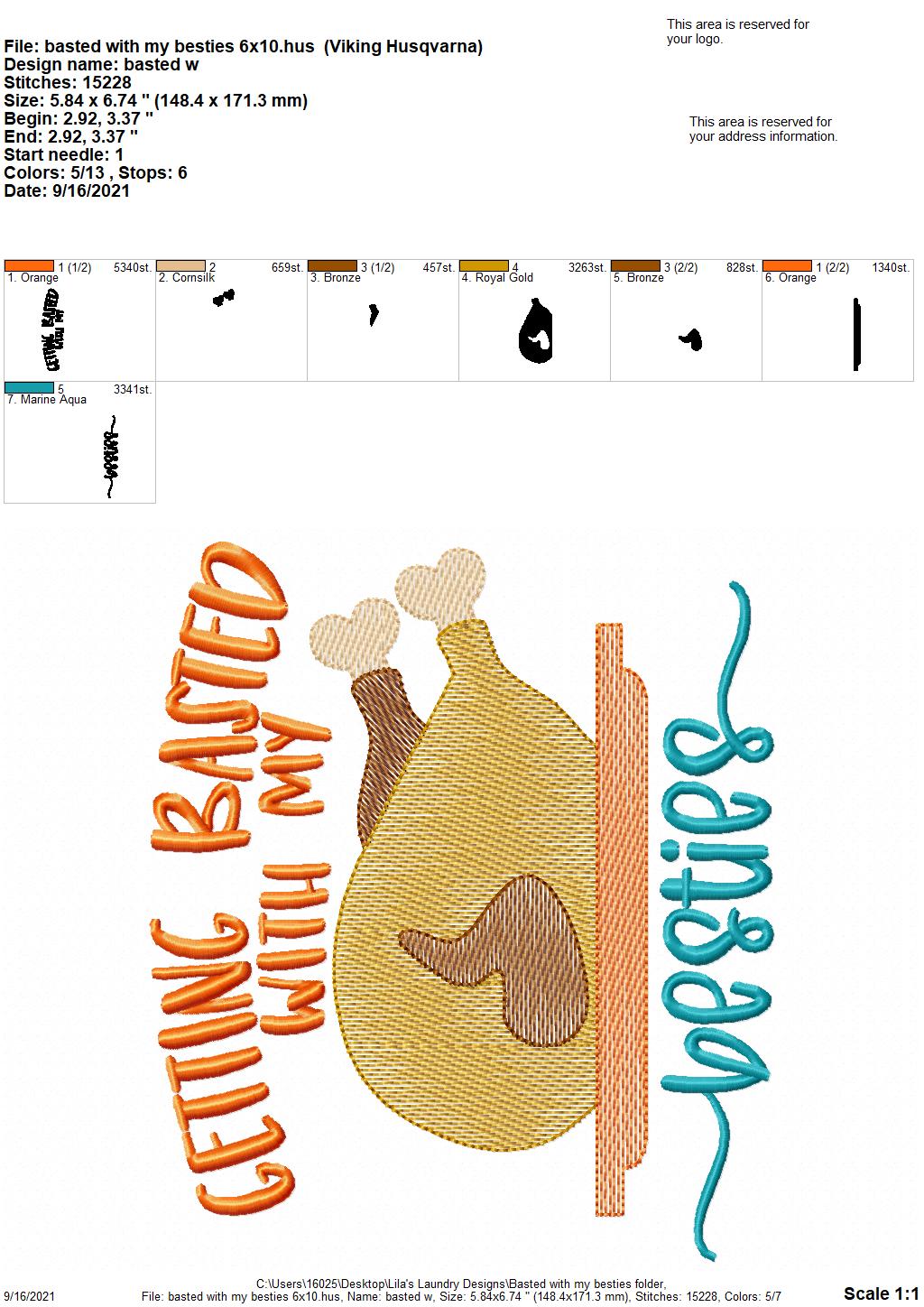 Basted With My Besties - 3 sizes- Digital Embroidery Design