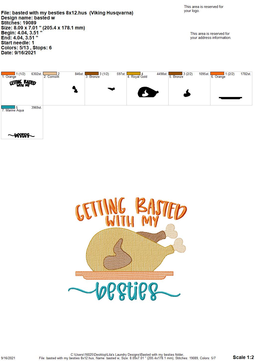 Basted With My Besties - 3 sizes- Digital Embroidery Design