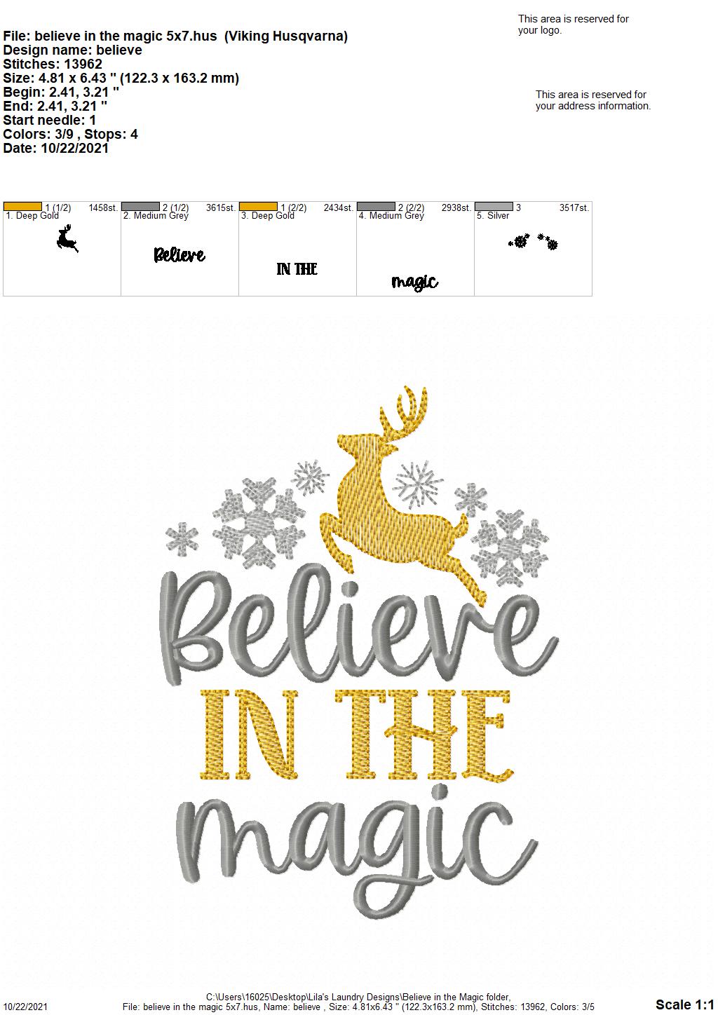 Believe in the Magic - 3 sizes- Digital Embroidery Design
