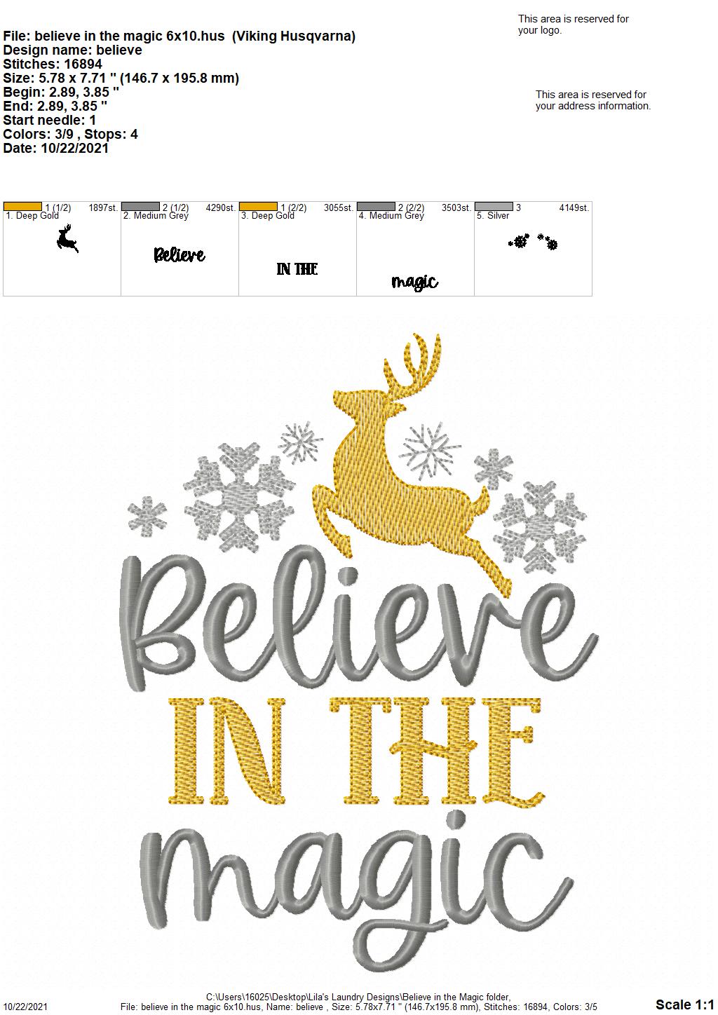 Believe in the Magic - 3 sizes- Digital Embroidery Design