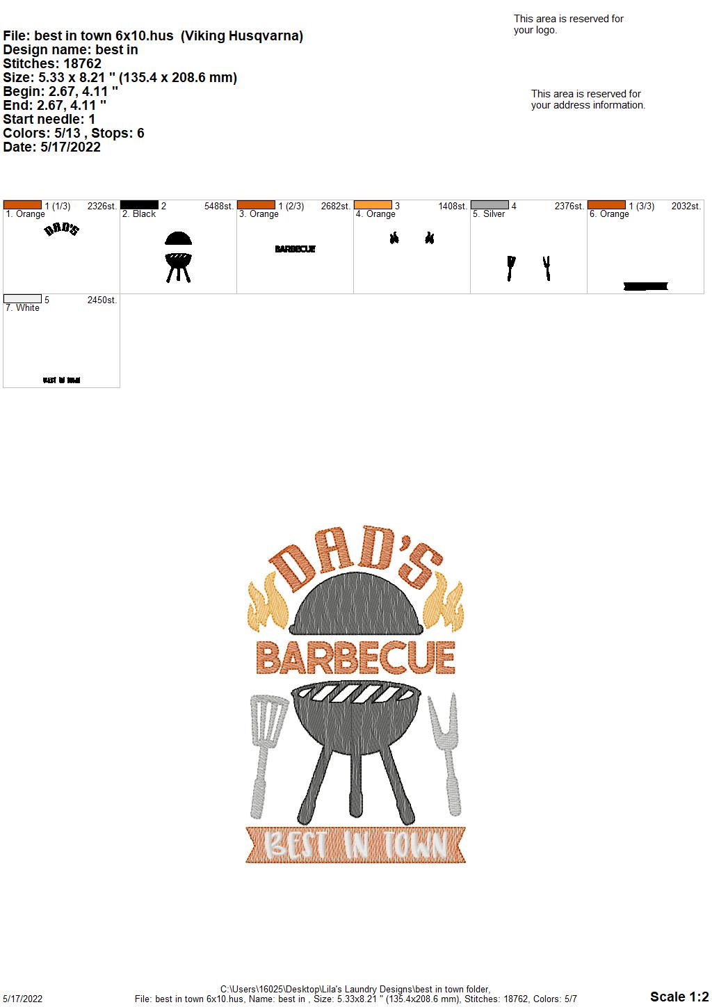 Best in Town - 3 sizes- Digital Embroidery Design