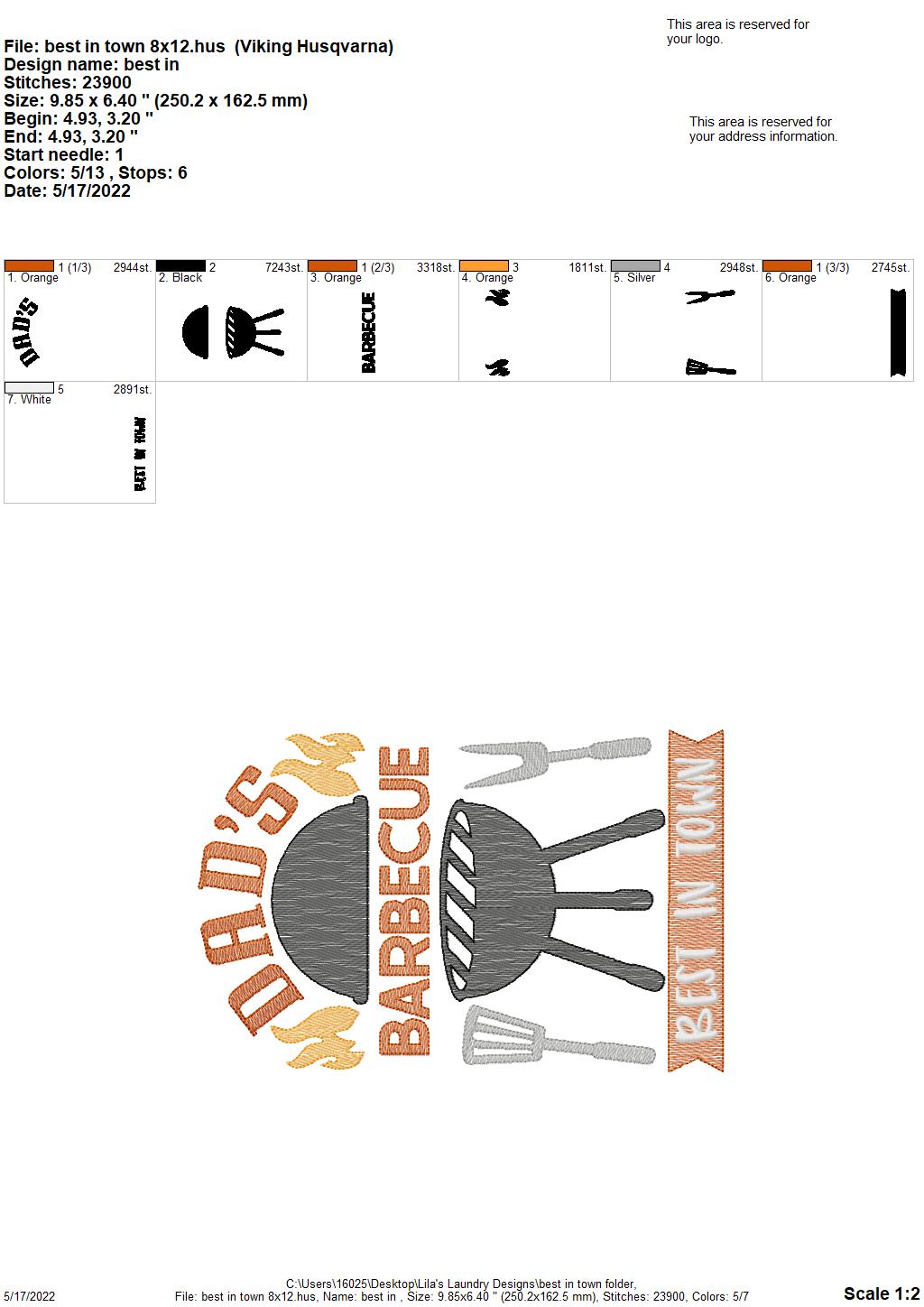 Best in Town - 3 sizes- Digital Embroidery Design
