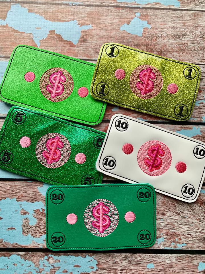 Play Money Feltie Set - 2 sizes- Digital Embroidery Design